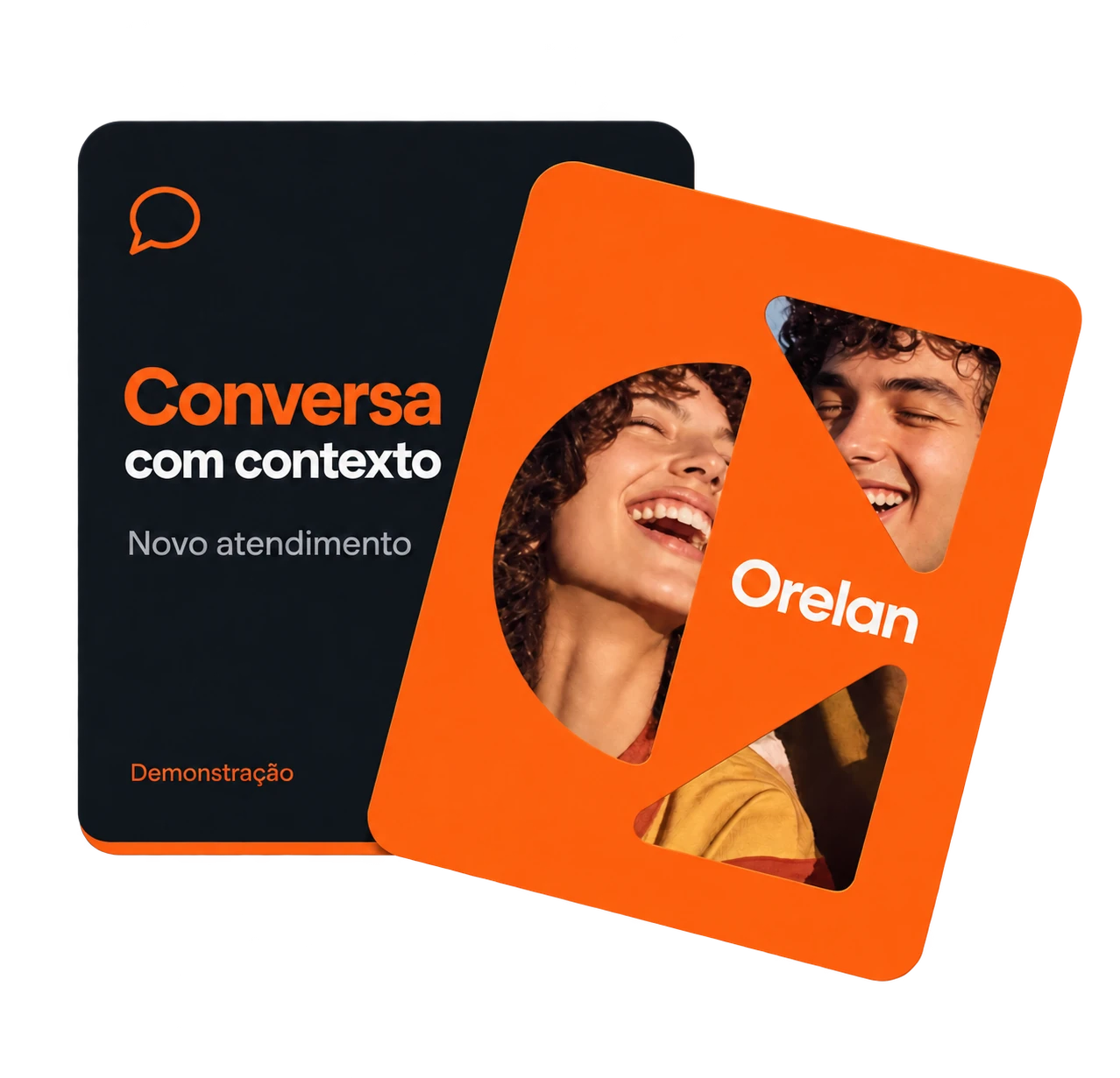 Atendimento conectado na identidade laranja Orelan.