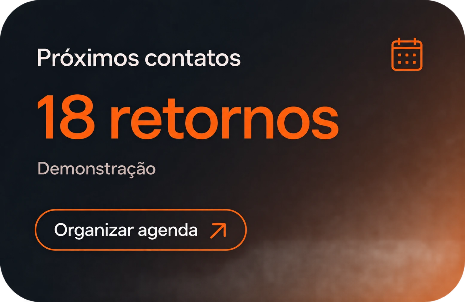 Card de próximos contatos e retornos.